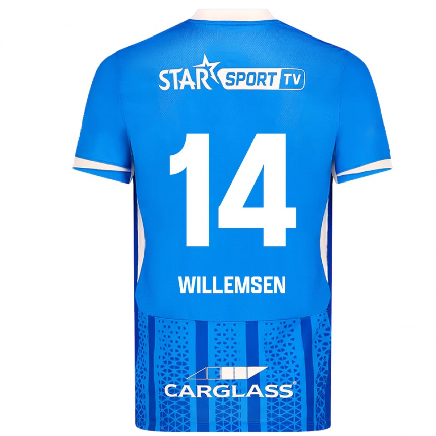 גברים כדורגל Wout Willemsen #14 כחול לבן ג'רזי ביתית 2025/26