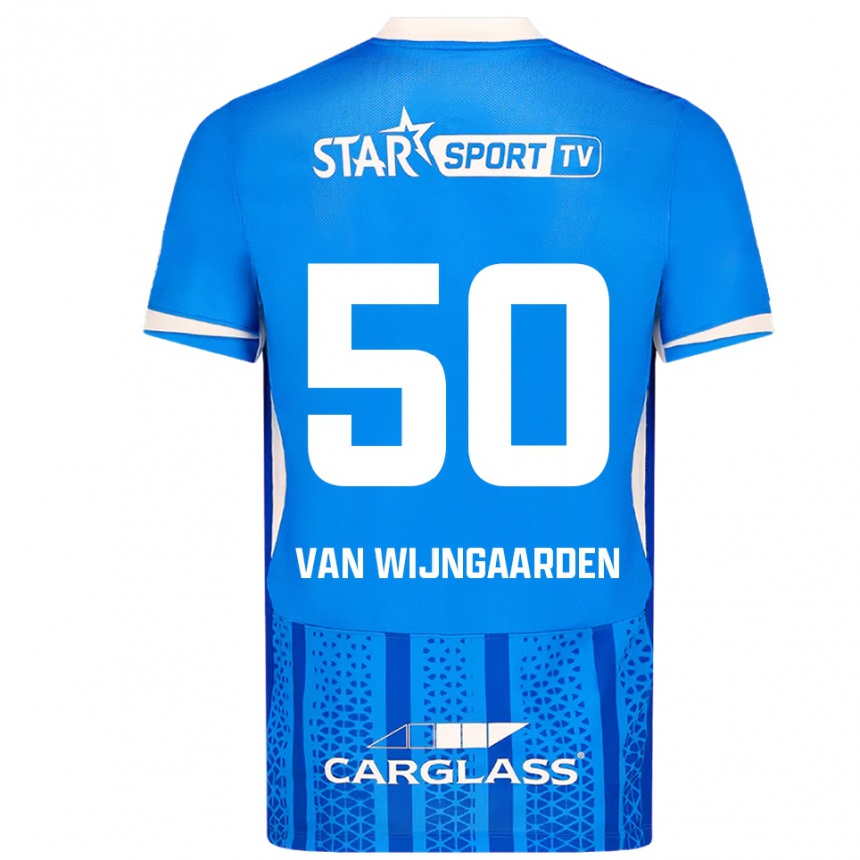 גברים כדורגל Maren Van Wijngaarden #50 כחול לבן ג'רזי ביתית 2025/26