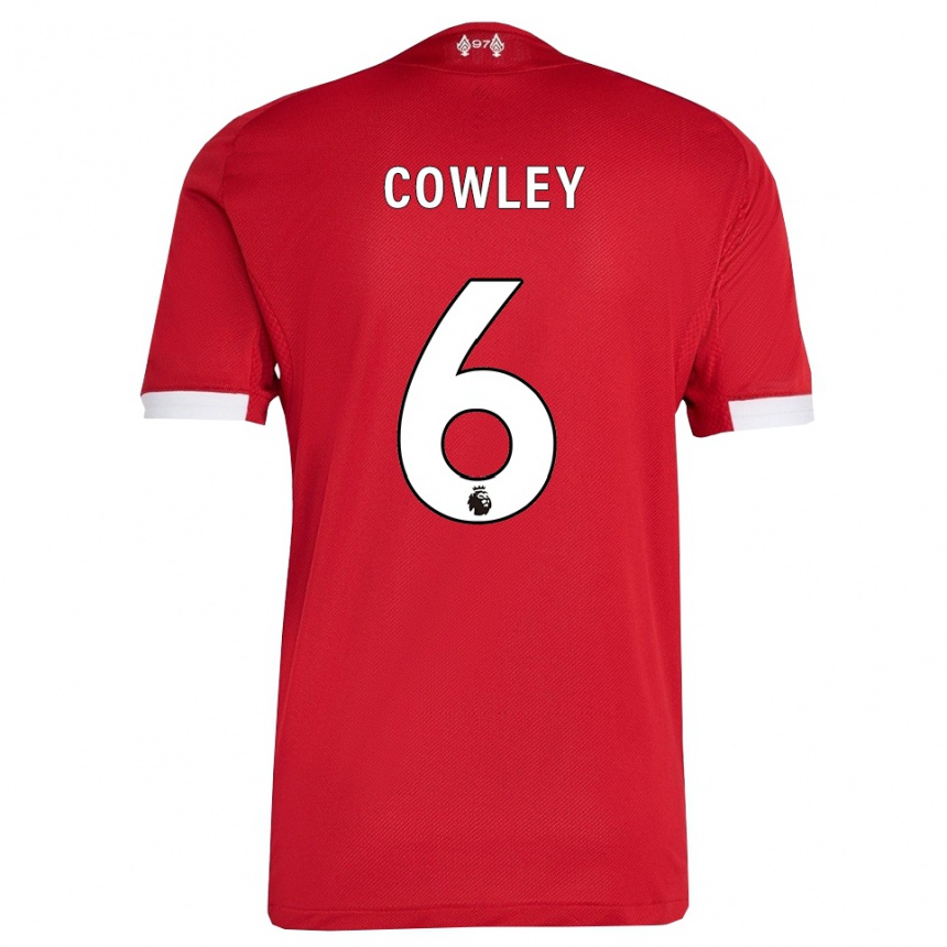 גברים כדורגל Ryan Cowley #6 אדום לבן ג'רזי ביתית 2025/26