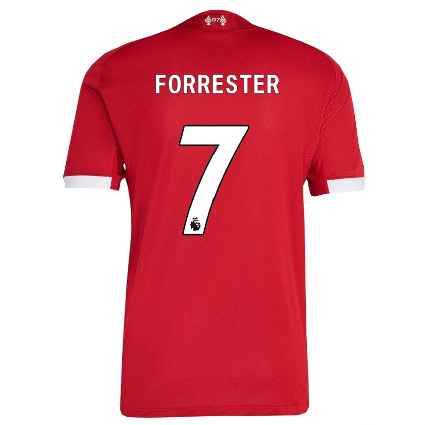 גברים כדורגל Lamore Forrester #7 אדום לבן ג'רזי ביתית 2025/26