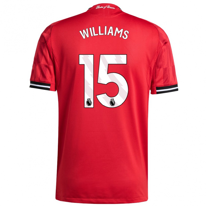 גברים כדורגל Joe Williams #15 אדום שחור לבן ג'רזי ביתית 2025/26