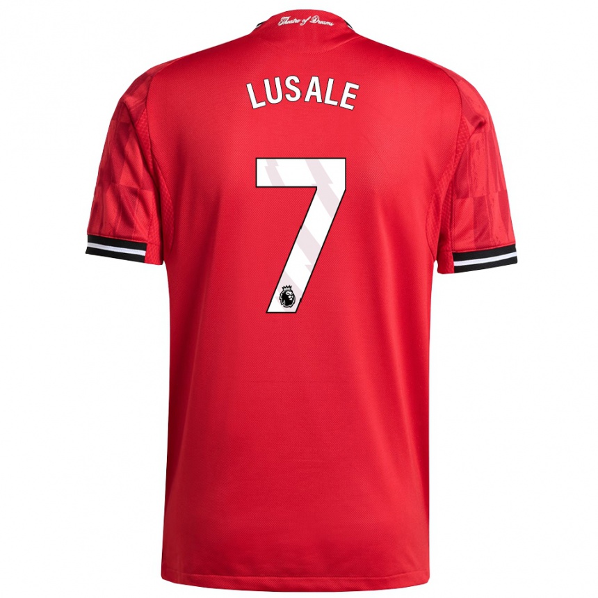 גברים כדורגל Samuel Lusale #7 אדום שחור לבן ג'רזי ביתית 2025/26
