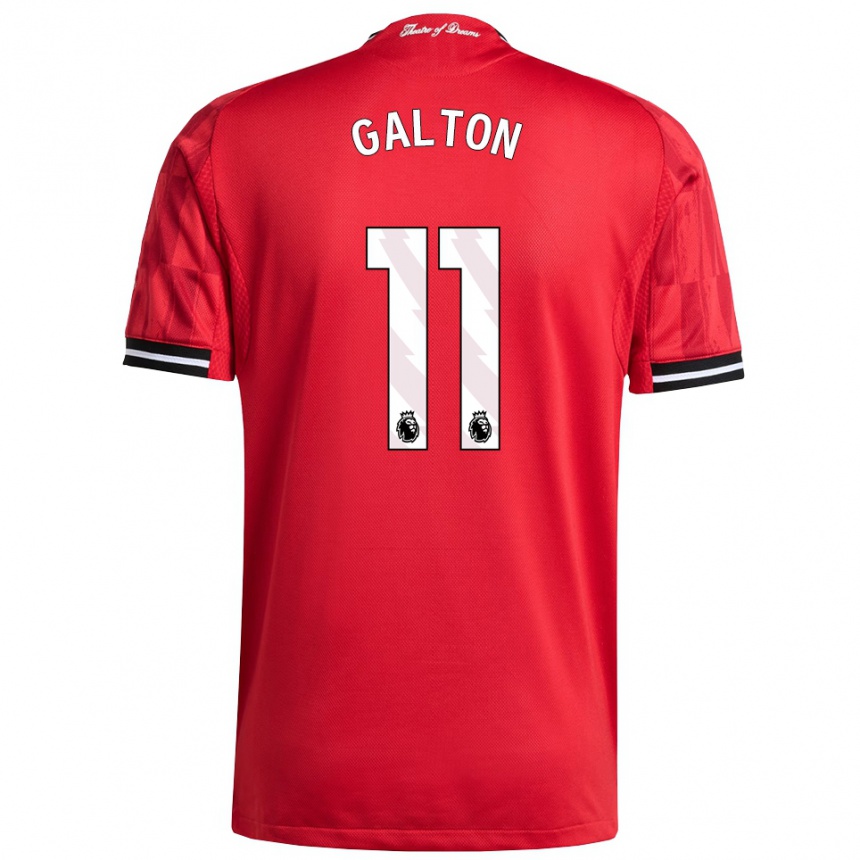 גברים כדורגל לאה גלטון #11 אדום שחור לבן ג'רזי ביתית 2025/26