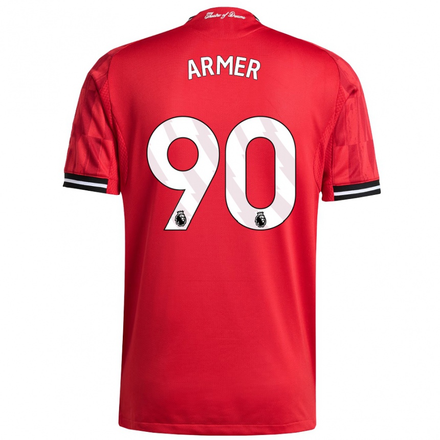 גברים כדורגל Daniel Armer #90 אדום שחור לבן ג'רזי ביתית 2025/26