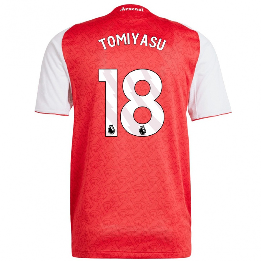 גברים כדורגל טאקהירו טומיאסו #18 אדום לבן ג'רזי ביתית 2025/26
