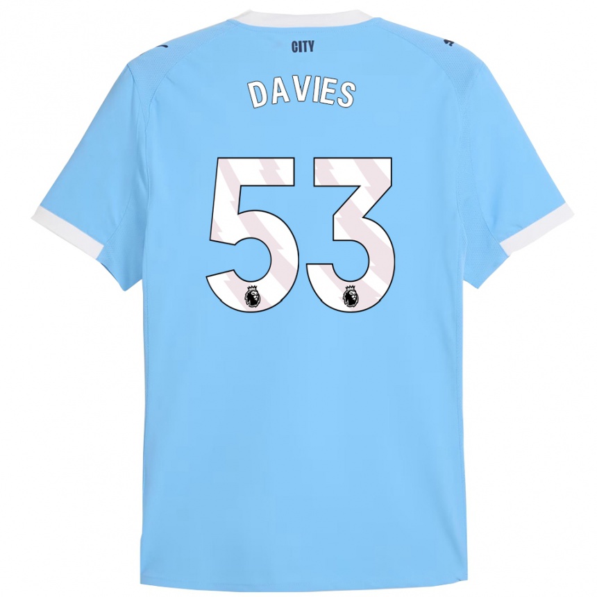 גברים כדורגל Mayzee Davies #53 תכלת לבן ג'רזי ביתית 2025/26