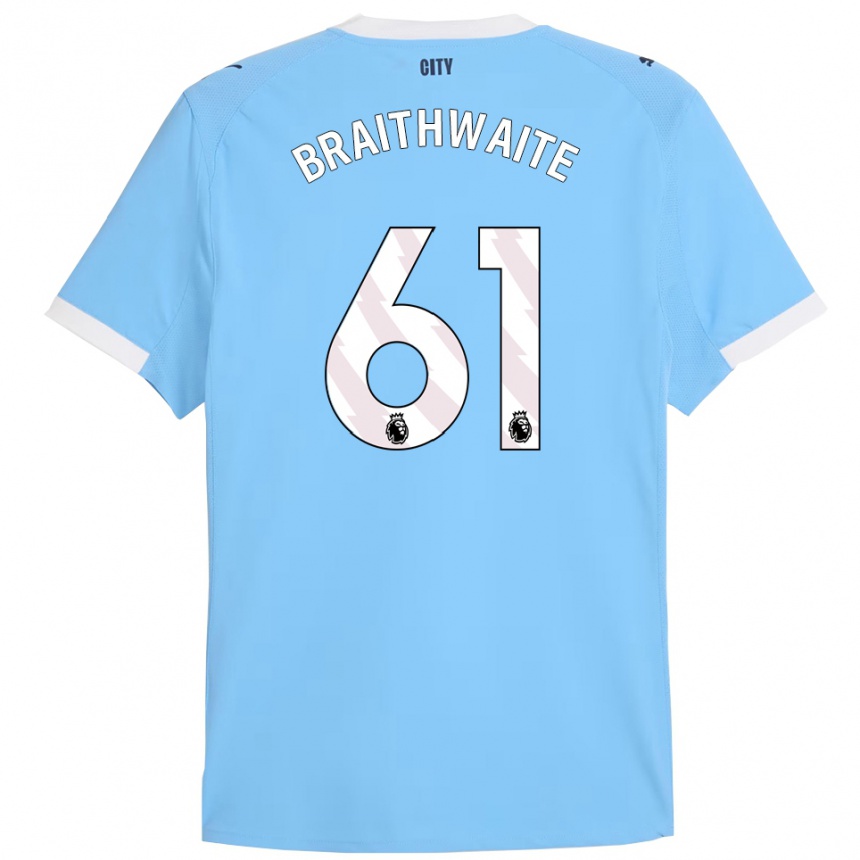 גברים כדורגל Kaden Braithwaite #61 תכלת לבן ג'רזי ביתית 2025/26