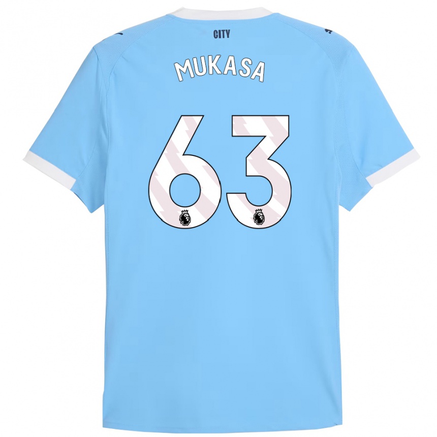 גברים כדורגל Divine Mukasa #63 תכלת לבן ג'רזי ביתית 2025/26