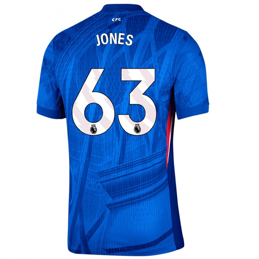 גברים כדורגל Vera Jones #63 כחול לבן ג'רזי ביתית 2025/26