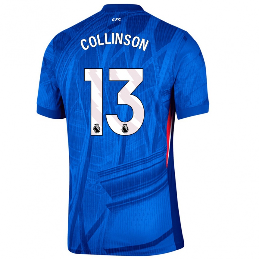 גברים כדורגל Isaac Collinson #13 כחול לבן ג'רזי ביתית 2025/26