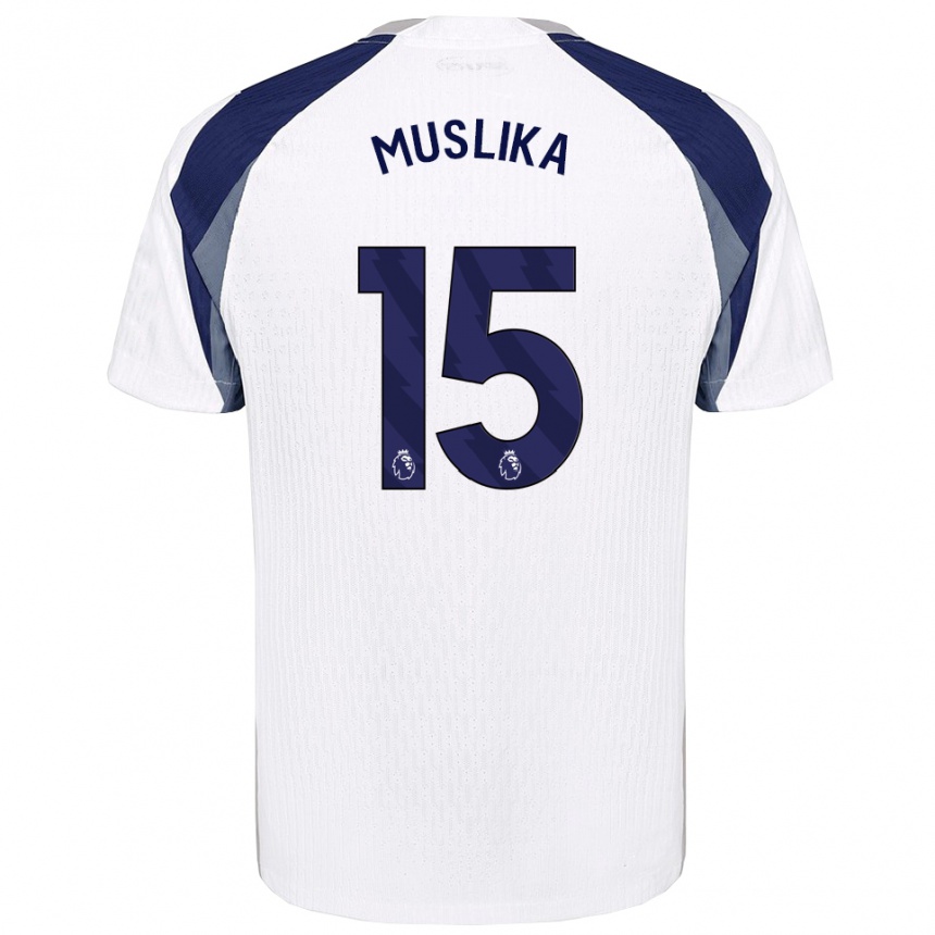 גברים כדורגל Armend Muslika #15 לבן נייבי ג'רזי ביתית 2025/26