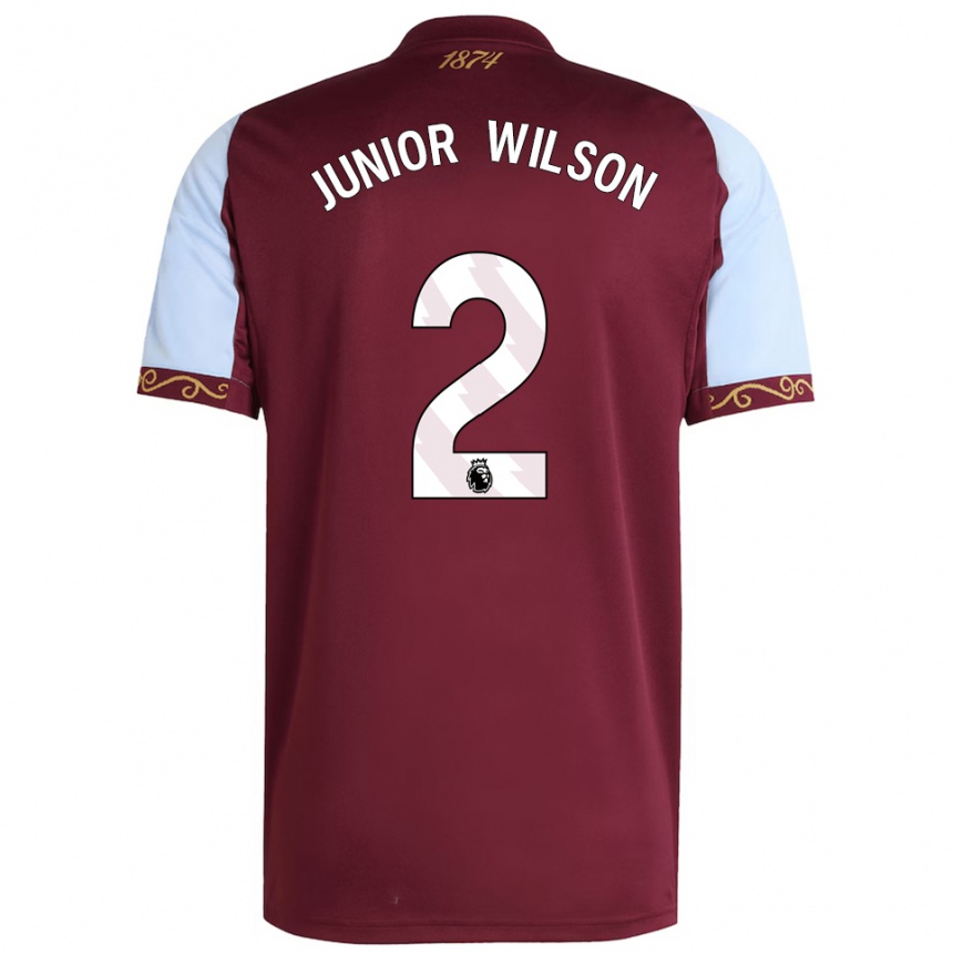 גברים כדורגל Junior Wilson #2 בורדו תכלת ג'רזי ביתית 2025/26
