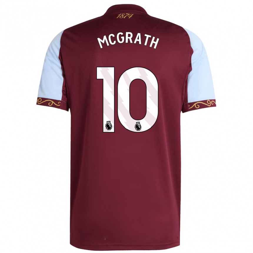 גברים כדורגל Jack Mcgrath #10 בורדו תכלת ג'רזי ביתית 2025/26