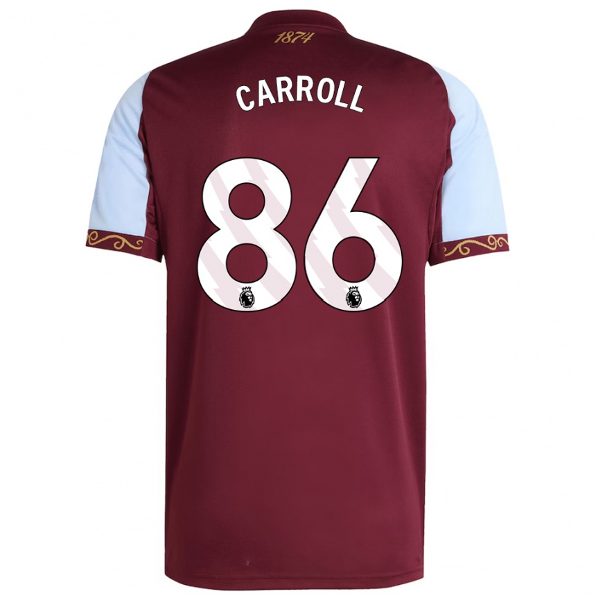 גברים כדורגל Tj Carroll #86 בורדו תכלת ג'רזי ביתית 2025/26