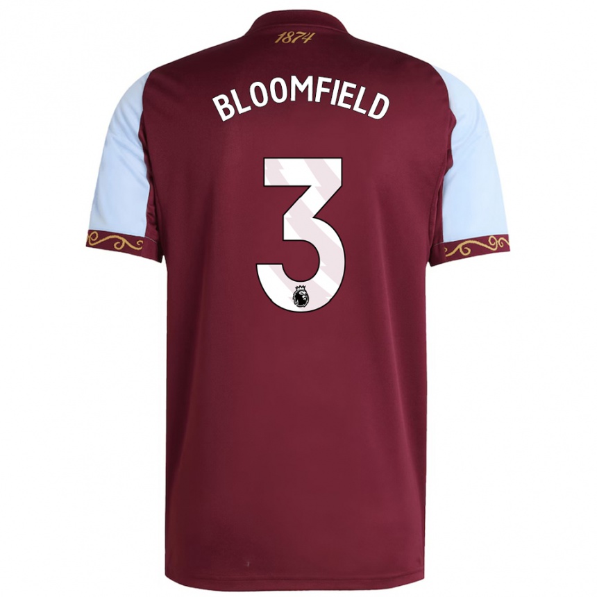 גברים כדורגל Teddie Bloomfield #3 בורדו תכלת ג'רזי ביתית 2025/26