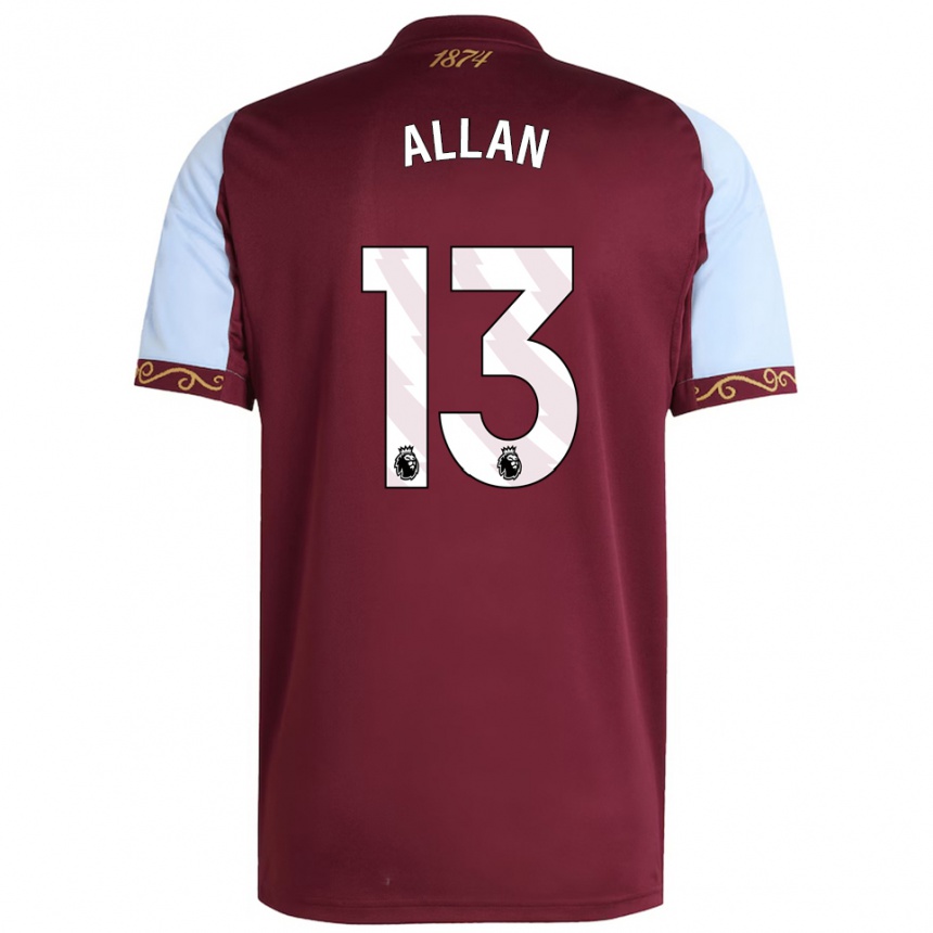 גברים כדורגל Jack Allan #13 בורדו תכלת ג'רזי ביתית 2025/26