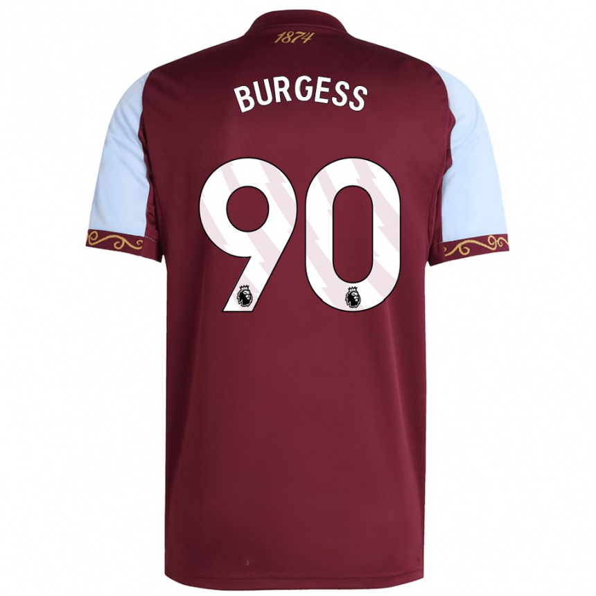 גברים כדורגל Woody Burgess #90 בורדו תכלת ג'רזי ביתית 2025/26