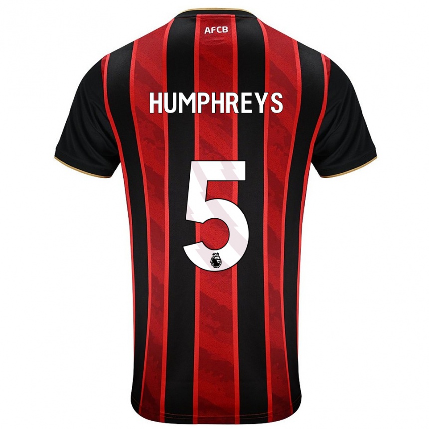 גברים כדורגל Holly Humphreys #5 אדום שחור ג'רזי ביתית 2025/26
