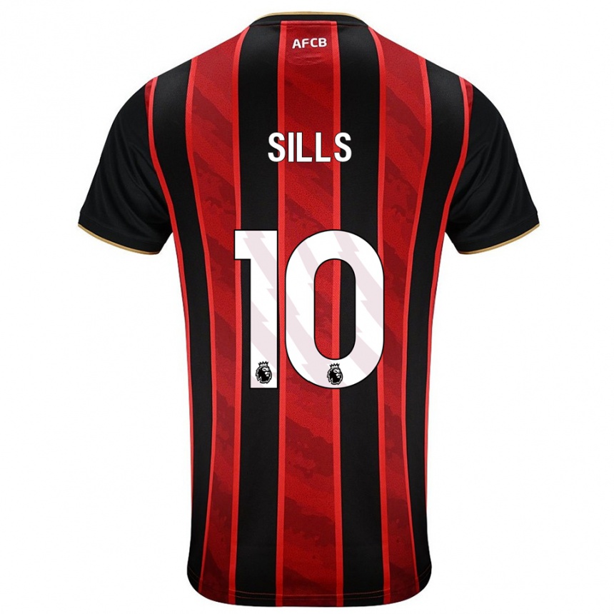 גברים כדורגל Ethan Sills #10 אדום שחור ג'רזי ביתית 2025/26