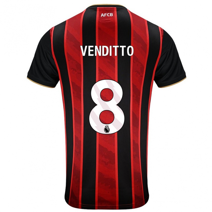 גברים כדורגל Olivia Venditto #8 אדום שחור ג'רזי ביתית 2025/26