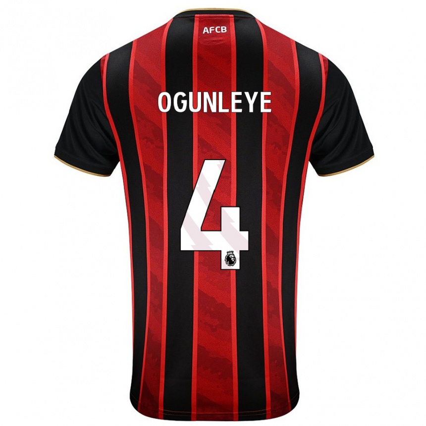 גברים כדורגל Malachi Ogunleye #4 אדום שחור ג'רזי ביתית 2025/26