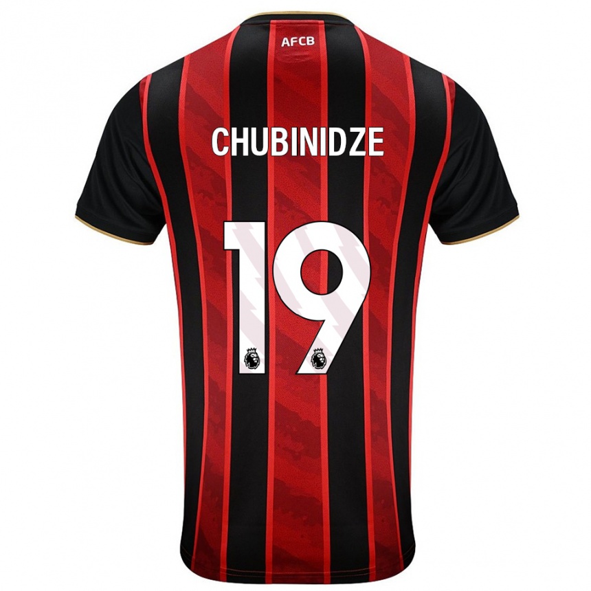 גברים כדורגל George Chubinidze #19 אדום שחור ג'רזי ביתית 2025/26