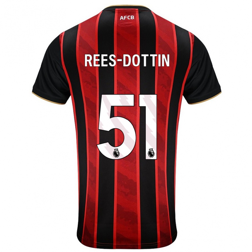 גברים כדורגל Remy Rees-Dottin #51 אדום שחור ג'רזי ביתית 2025/26