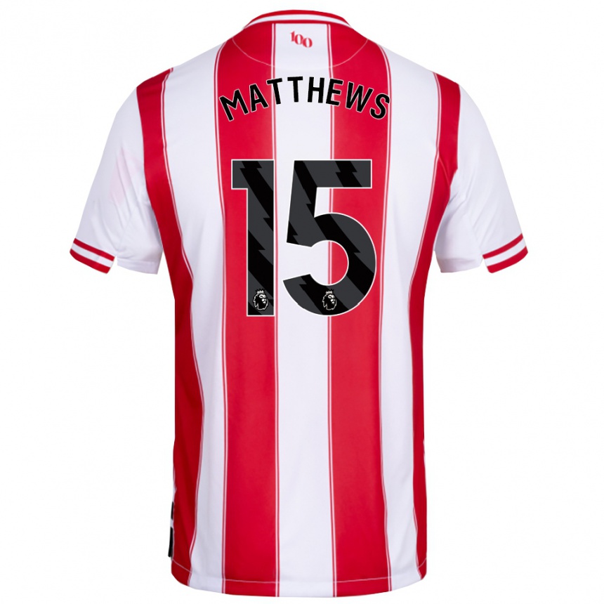 גברים כדורגל Kirsty Matthews #15 אדום לבן ג'רזי ביתית 2025/26