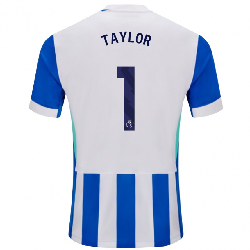 גברים כדורגל Finley Taylor #1 כחול לבן ג'רזי ביתית 2025/26