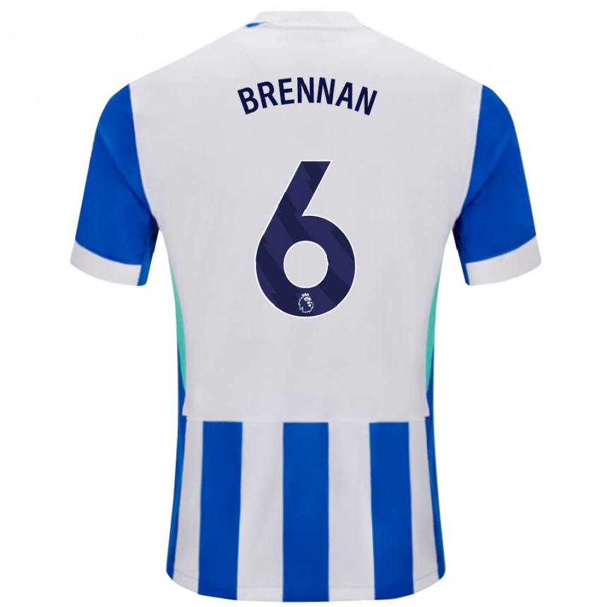 גברים כדורגל Zach Brennan #6 כחול לבן ג'רזי ביתית 2025/26