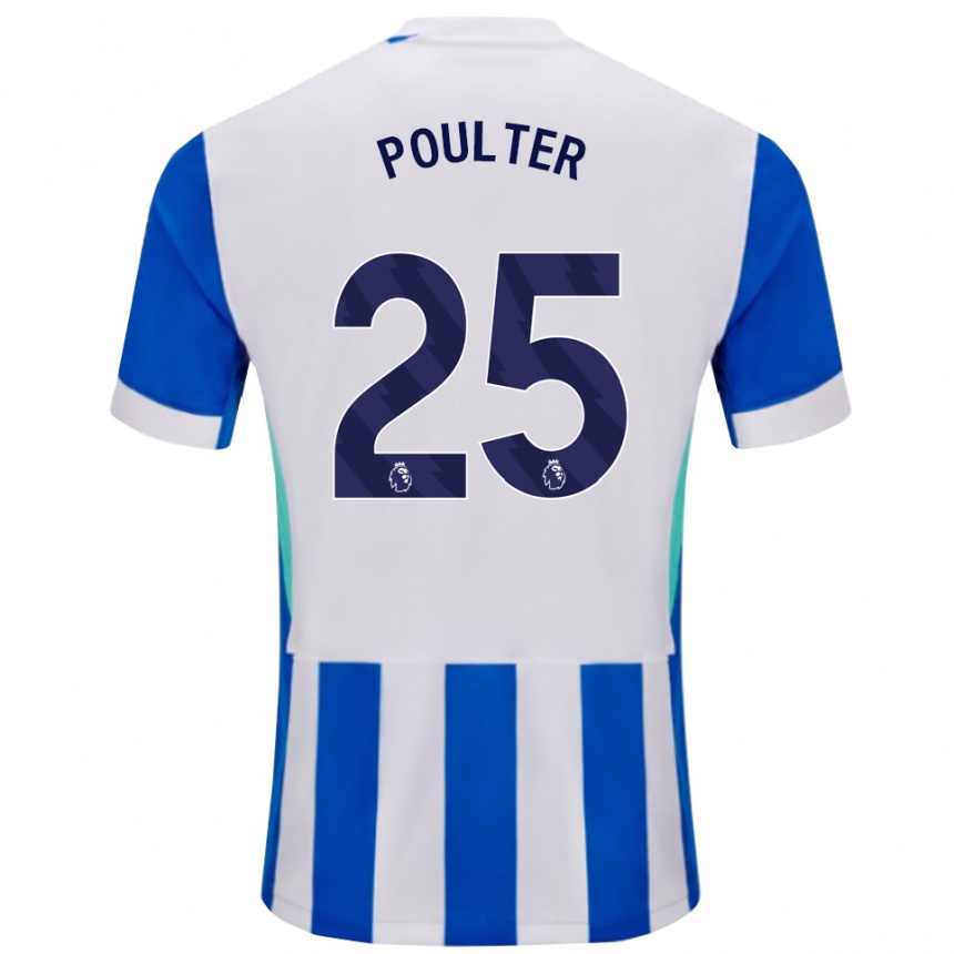 גברים כדורגל Hannah Poulter #25 כחול לבן ג'רזי ביתית 2025/26