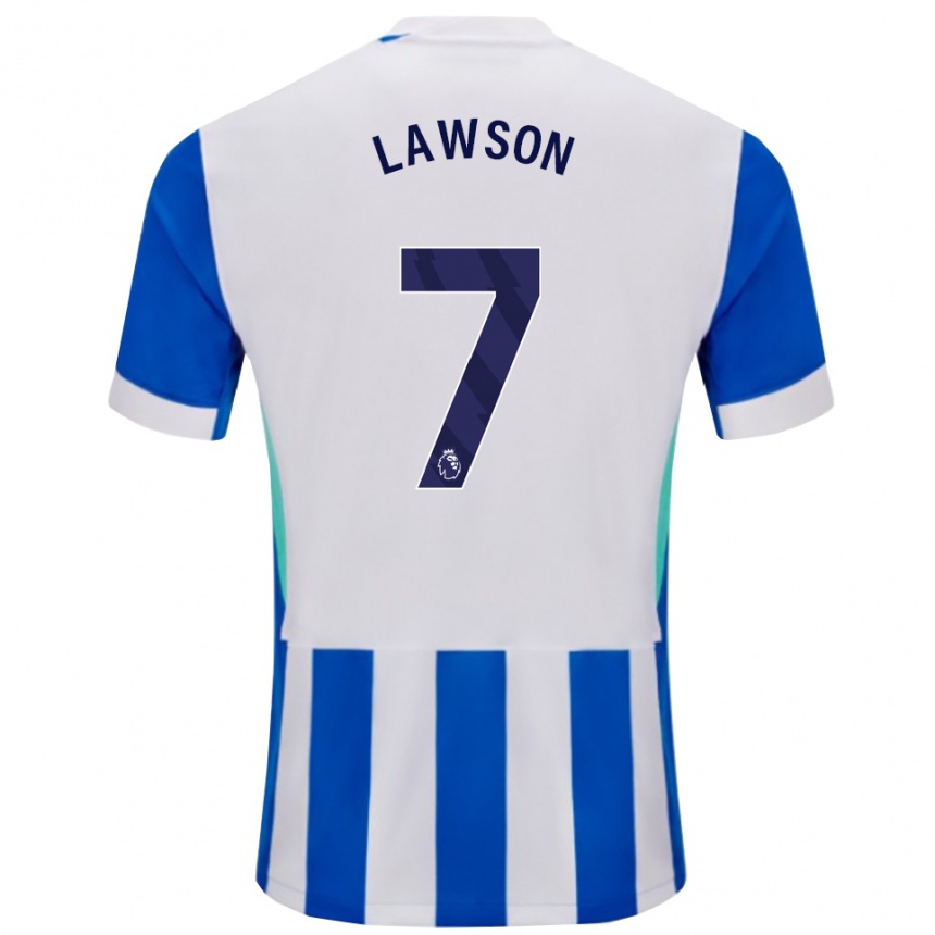 גברים כדורגל Zebedee Lawson #7 כחול לבן ג'רזי ביתית 2025/26