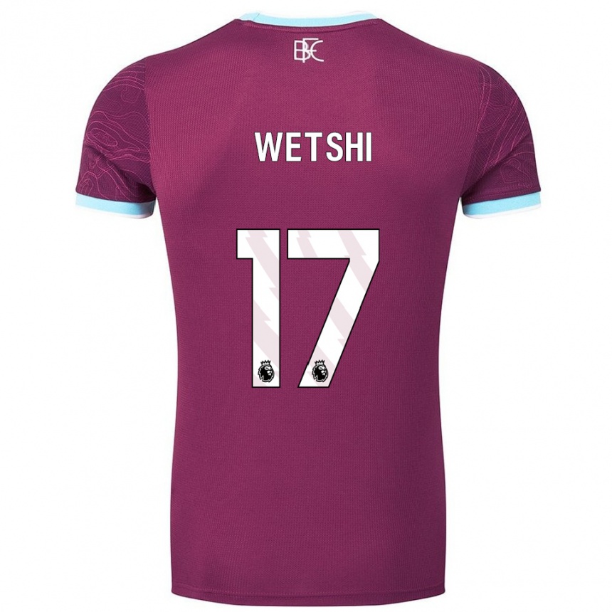 גברים כדורגל Benji Wetshi #17 בורדו תכלת ג'רזי ביתית 2025/26
