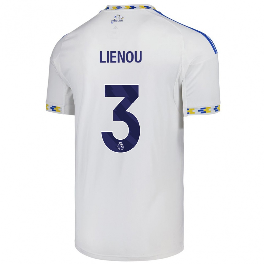 גברים כדורגל Jayden Lienou #3 לבן כחול ג'רזי ביתית 2025/26