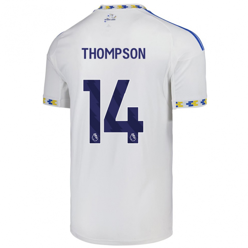 גברים כדורגל Aiden Thompson #14 לבן כחול ג'רזי ביתית 2025/26