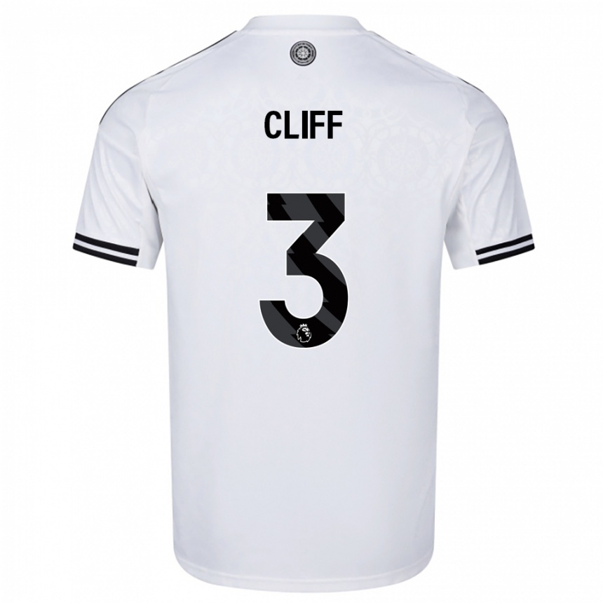 גברים כדורגל Callum Cliff #3 לבן שחור ג'רזי ביתית 2025/26