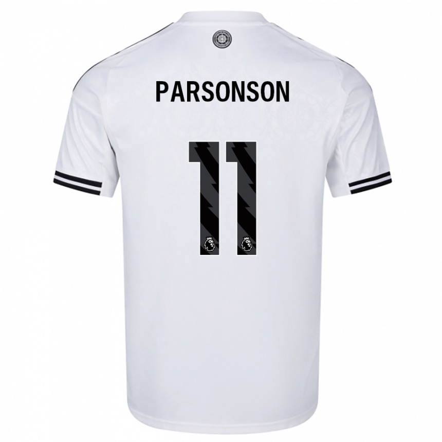 גברים כדורגל Madi Parsonson #11 לבן שחור ג'רזי ביתית 2025/26