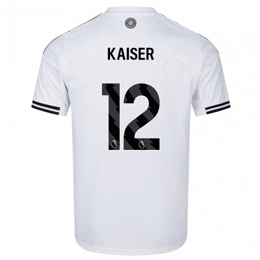 גברים כדורגל Dino Kaiser #12 לבן שחור ג'רזי ביתית 2025/26