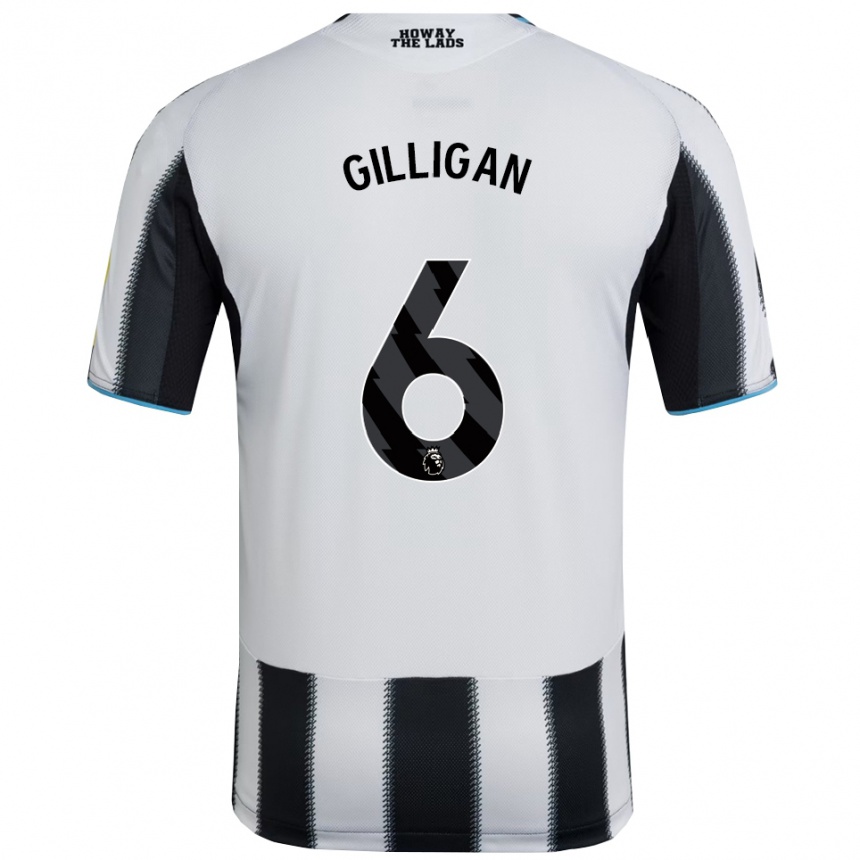 גברים כדורגל Luke Gilligan #6 שחור לבן ג'רזי ביתית 2025/26