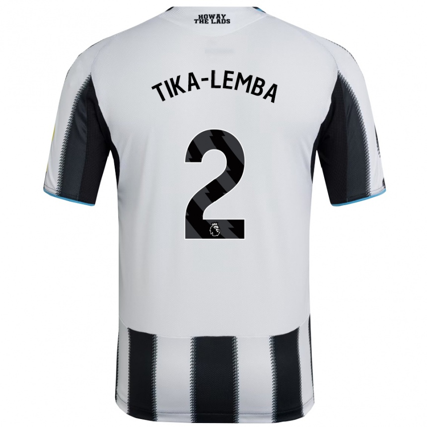 גברים כדורגל Ezra Tika-Lemba #2 שחור לבן ג'רזי ביתית 2025/26