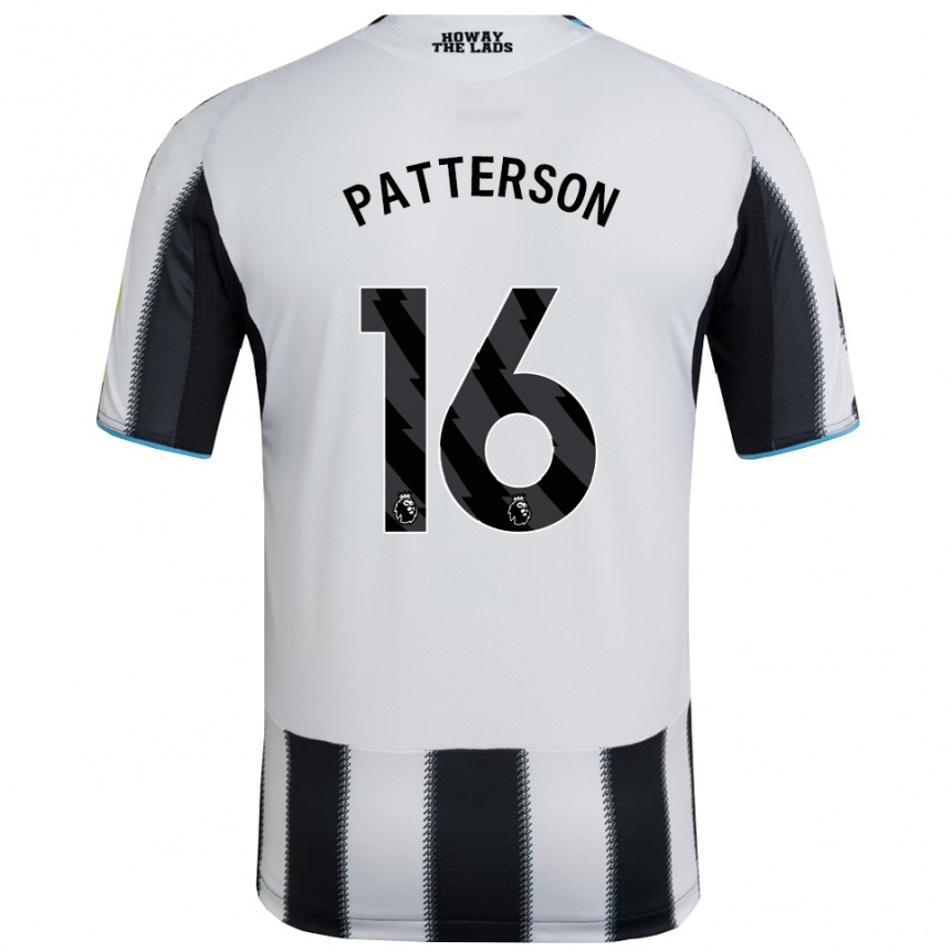 גברים כדורגל Jack Patterson #16 שחור לבן ג'רזי ביתית 2025/26