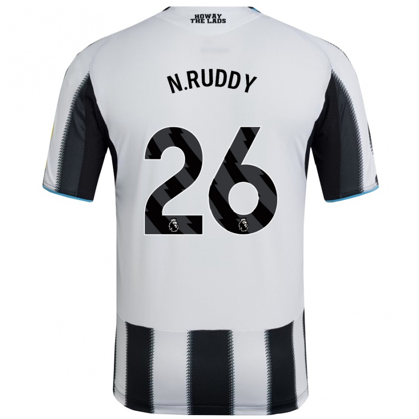 גברים כדורגל ג'ון רודי #26 שחור לבן ג'רזי ביתית 2025/26