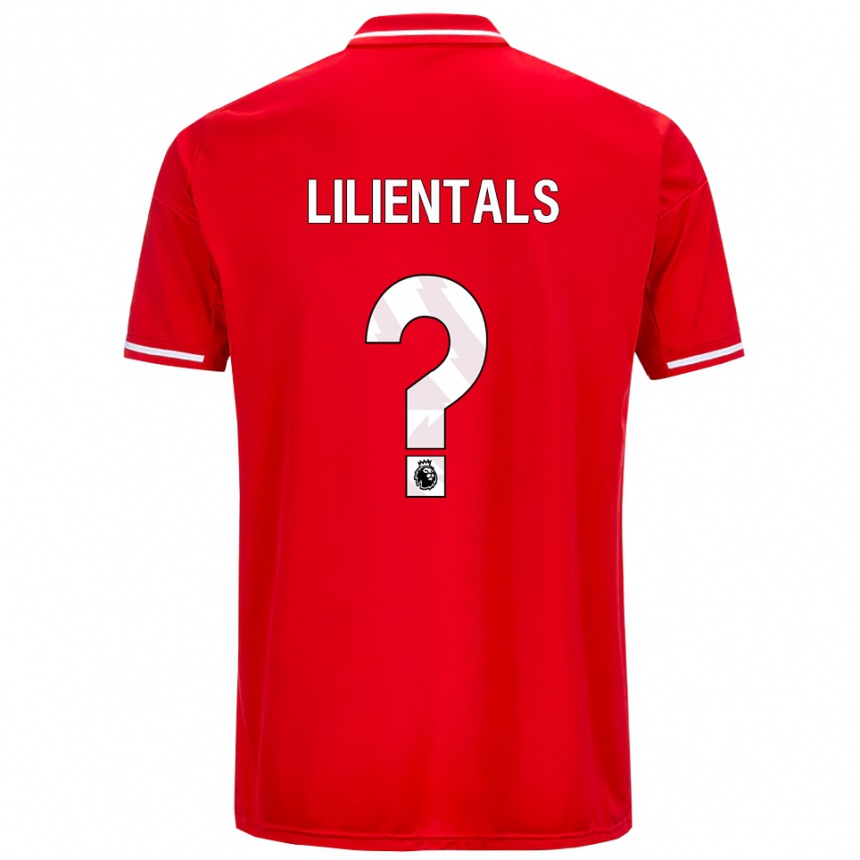גברים כדורגל Matiss Lilientals #0 אדום לבן ג'רזי ביתית 2025/26