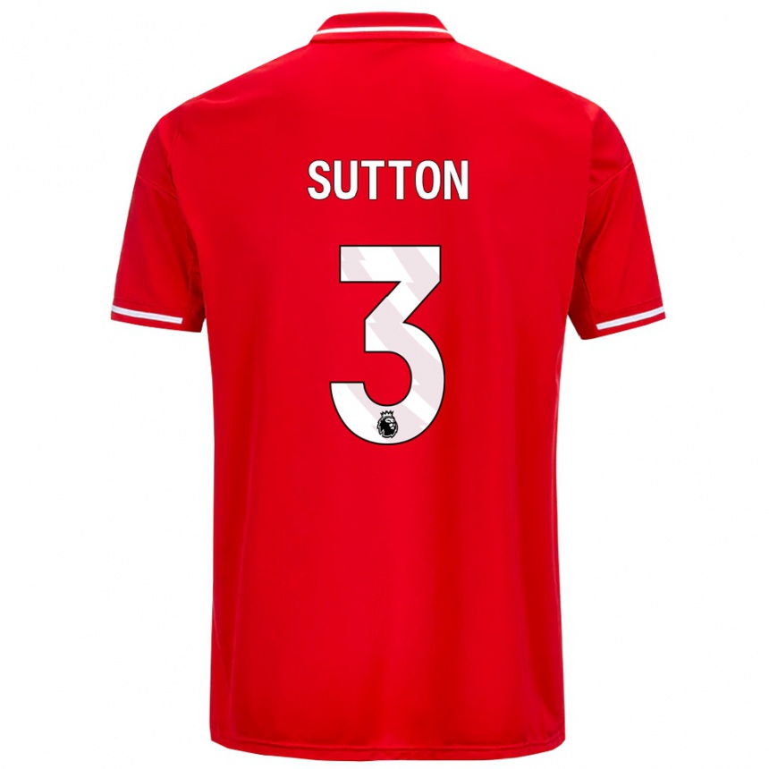 גברים כדורגל Spencer Sutton #3 אדום לבן ג'רזי ביתית 2025/26