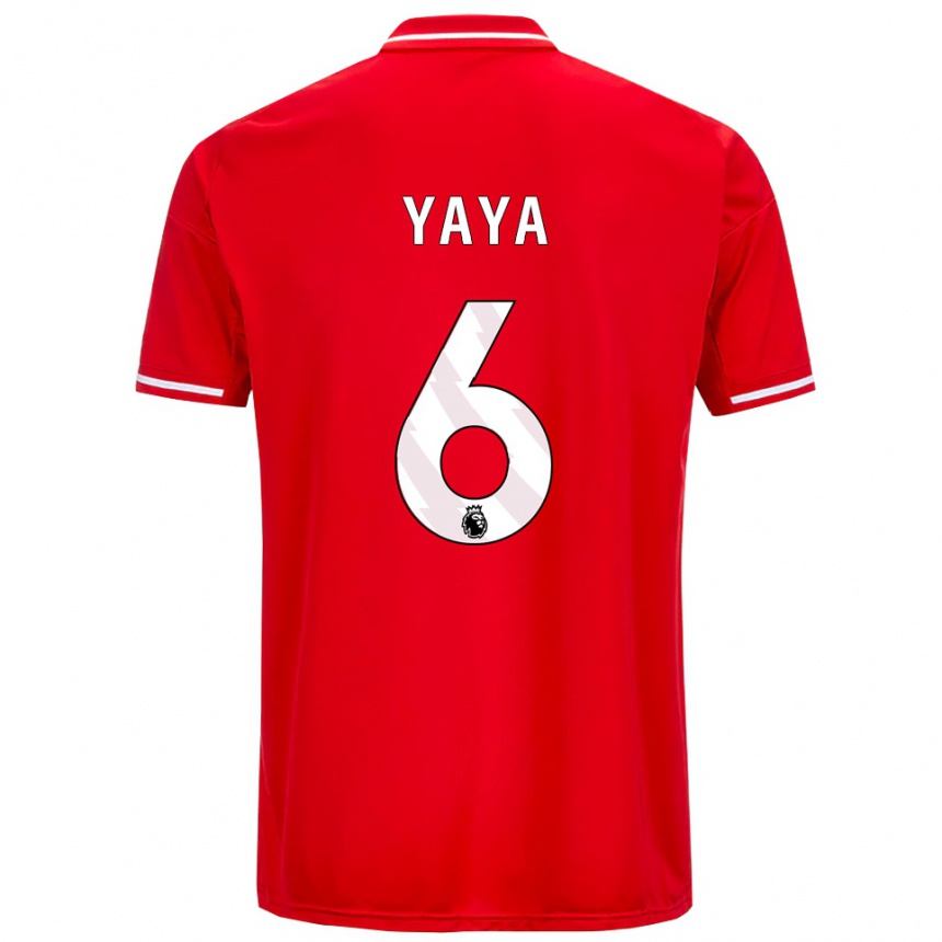 גברים כדורגל Cherif Yaya #6 אדום לבן ג'רזי ביתית 2025/26