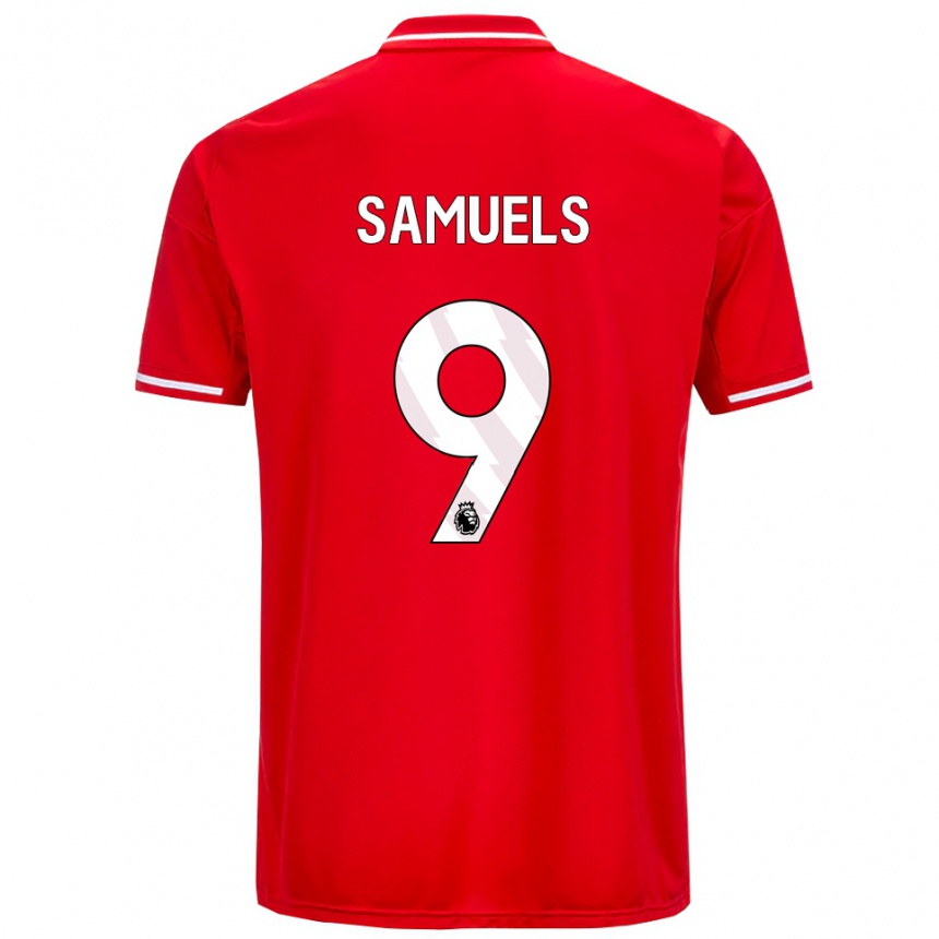 גברים כדורגל Shakur Samuels #9 אדום לבן ג'רזי ביתית 2025/26