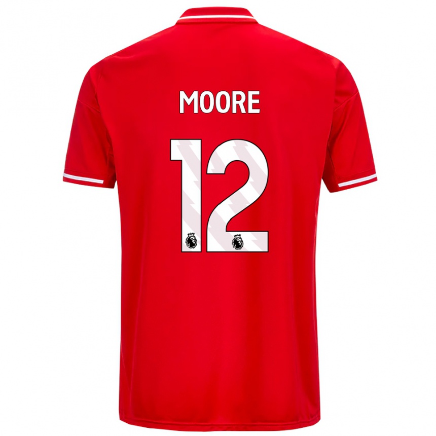 גברים כדורגל Daniel Moore #12 אדום לבן ג'רזי ביתית 2025/26