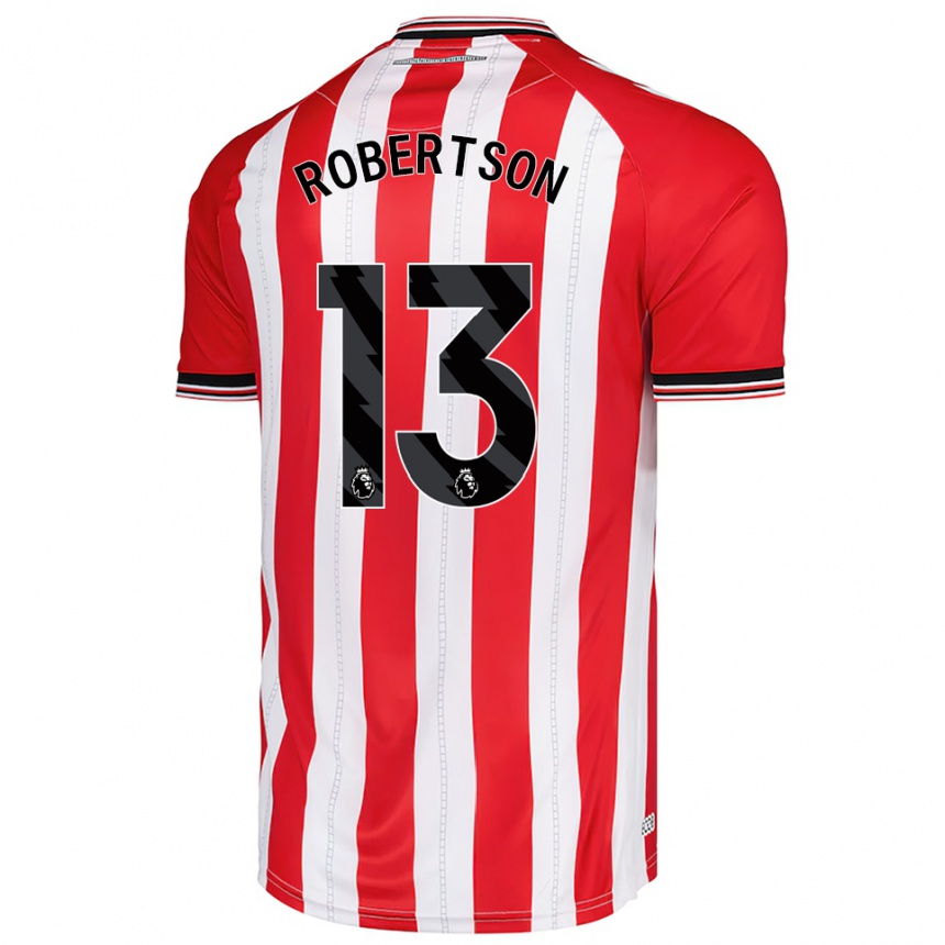 גברים כדורגל Finley Robertson #13 אדום לבן ג'רזי ביתית 2025/26