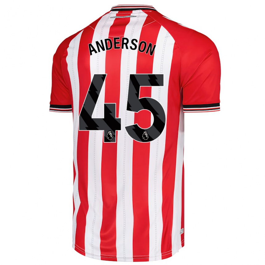 גברים כדורגל Joe Anderson #45 אדום לבן ג'רזי ביתית 2025/26