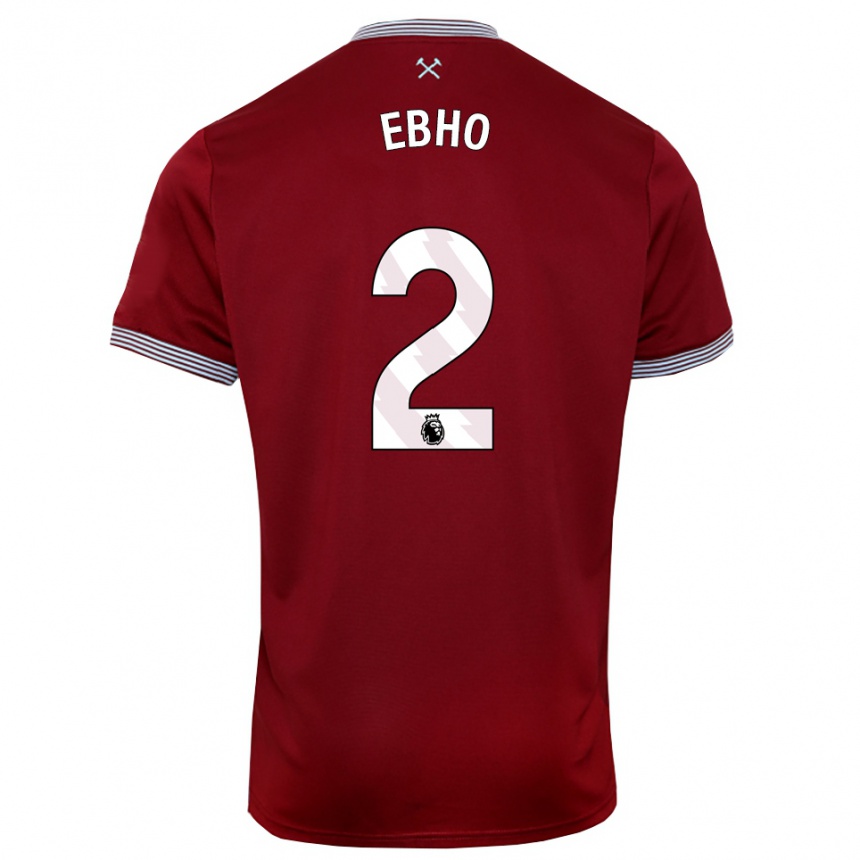 גברים כדורגל Riley Ebho #2 בורדו לבן ג'רזי ביתית 2025/26